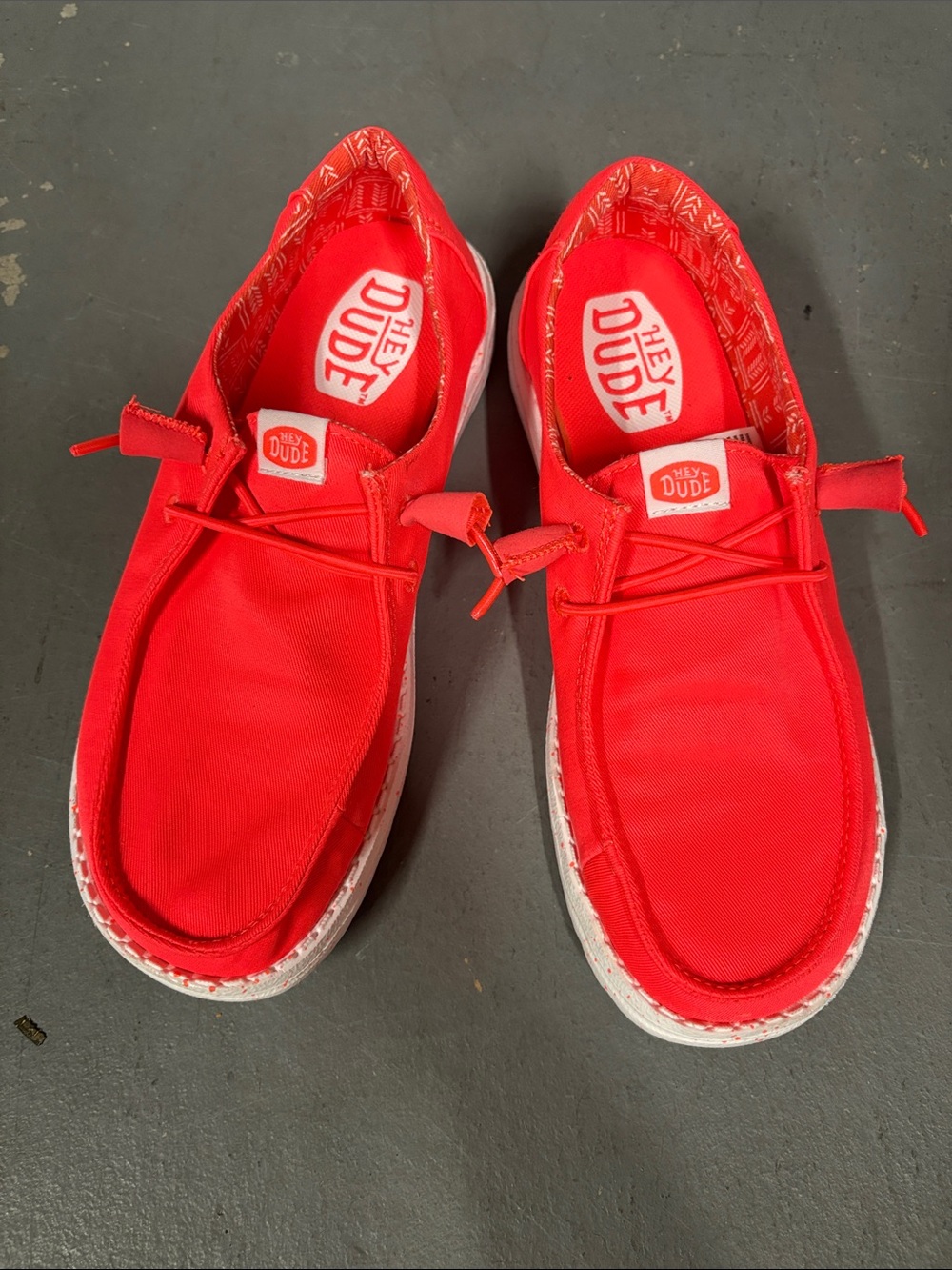 Hey Dude Fiery Coral Canvas Slip-On Sneakers for Women